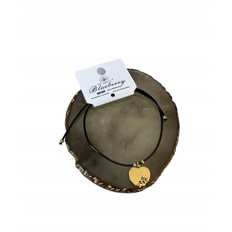 144 Bransoletka na sznurku Blueberry SERCE Stal