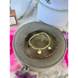 902 Złota bransoletka SERCA CYRKONIE STAL 316L