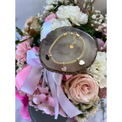 902 Złota bransoletka SERCA CYRKONIE STAL 316L