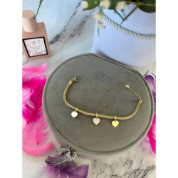 902 Złota bransoletka SERCA CYRKONIE STAL 316L