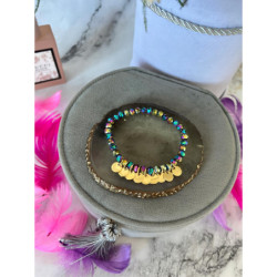 468 Bransoletka na gumce BLASZKI HOLO stal 316L