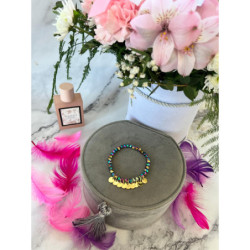 468 Bransoletka na gumce BLASZKI HOLO stal 316L