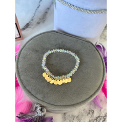 1368 Bransoletka na gumce BLASZKI HOLO stal 316L