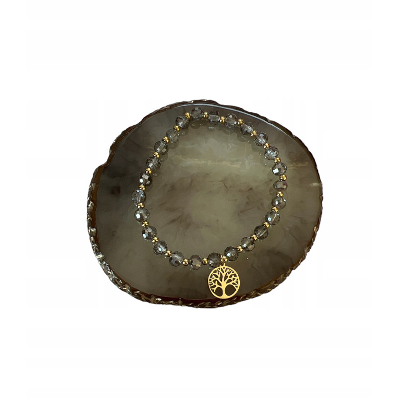 1343 Bransoletka na gumce DRZEWO stal 316L