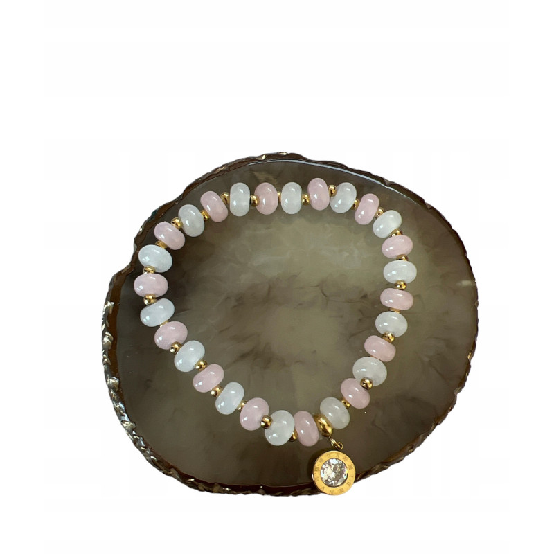 1348 Bransoletka na gumce ZEGAR CYRKONIA stal 316L