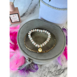 1348 Bransoletka na gumce ZEGAR CYRKONIA stal 316L