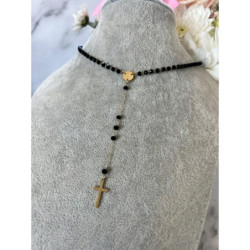 1231 Naszyjnik różaniec KORALIKI KRAWATKA Krzyż