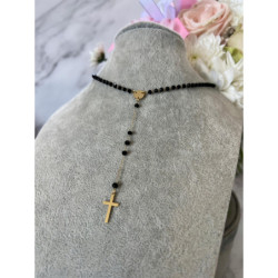 1231 Naszyjnik różaniec KORALIKI KRAWATKA Krzyż