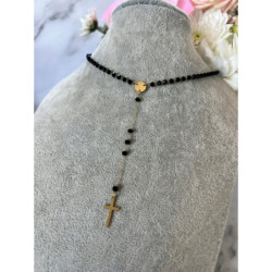 1231 Naszyjnik różaniec KORALIKI KRAWATKA Krzyż