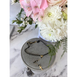 1231 Naszyjnik różaniec KORALIKI KRAWATKA Krzyż