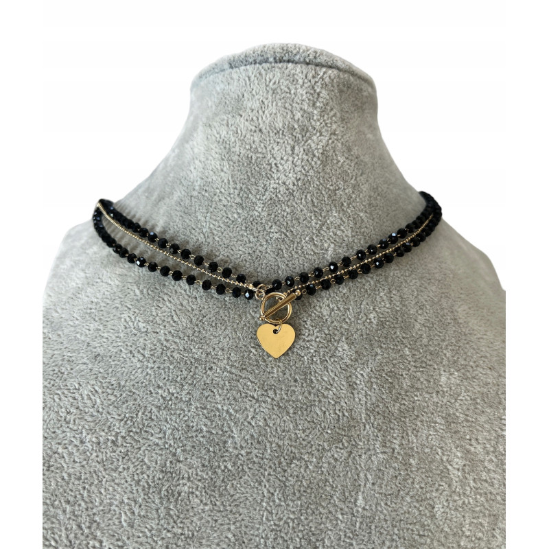 1201 Naszyjnik różaniec KORALIKI SERCE SERDUSZKO