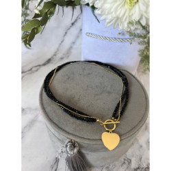 1330 Naszyjnik różaniec KORALIKI SERCE SERDUSZKO