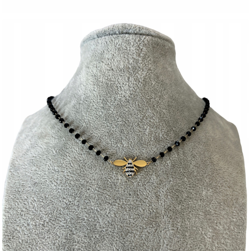 728 Naszyjnik różaniec KORALIKI MUCHA STAL 316L