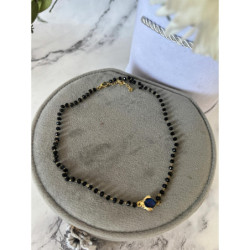 203 Naszyjnik różaniec KORALIKI ŻUK GRANATOWY