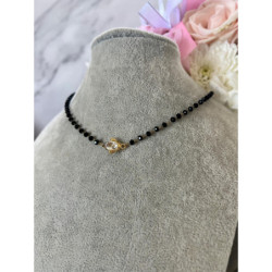 1148 Naszyjnik różaniec KORALIKI ŻUK BIAŁY STAL