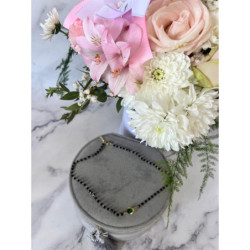 868 Naszyjnik różaniec KORALIKI ŻUK ZIELONY STAL