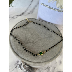 868 Naszyjnik różaniec KORALIKI ŻUK ZIELONY STAL