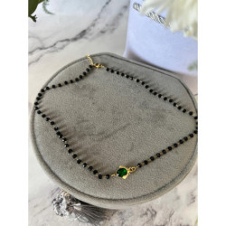 868 Naszyjnik różaniec KORALIKI ŻUK ZIELONY STAL