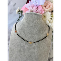 1004 Naszyjnik różaniec KORALIKI LIŚĆ MONSTERA