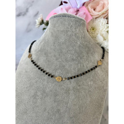 1004 Naszyjnik różaniec KORALIKI LIŚĆ MONSTERA