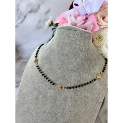 1004 Naszyjnik różaniec KORALIKI LIŚĆ MONSTERA