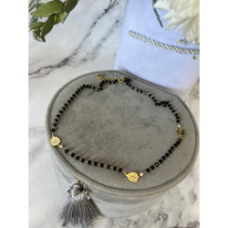 1004 Naszyjnik różaniec KORALIKI LIŚĆ MONSTERA