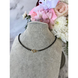 293 Naszyjnik różaniec KORALIKI DWA SERCA STAL 316