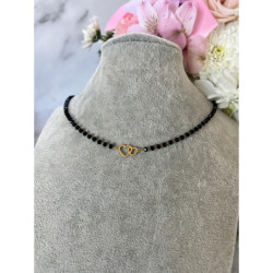 293 Naszyjnik różaniec KORALIKI DWA SERCA STAL 316