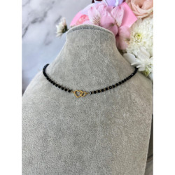 293 Naszyjnik różaniec KORALIKI DWA SERCA STAL 316