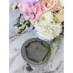 293 Naszyjnik różaniec KORALIKI DWA SERCA STAL 316