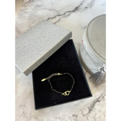 706 Bransoletka różaniec DWA SERCA KORALIK STAL