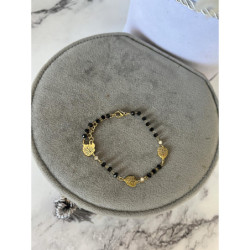 466 Bransoletka różaniec LIŚĆ MONSTERA KORALIK