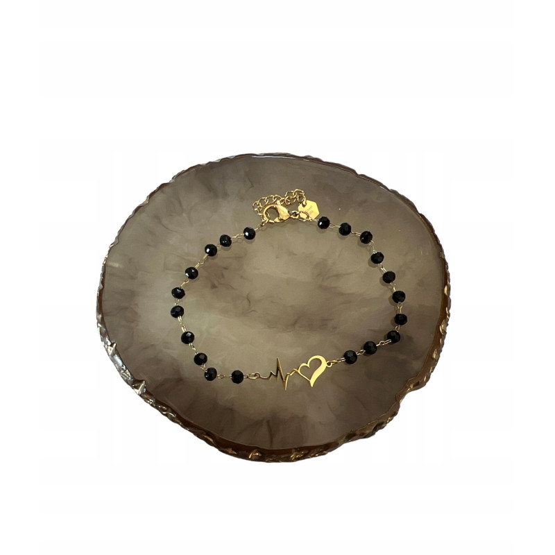 345 Bransoletka różaniec SERCE Linia życia KORALIK