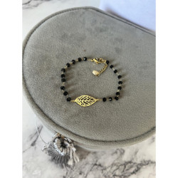 506 Bransoletka różaniec LIŚĆ KORALIKI STAL 316L