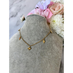 867 Złoty naszyjnik BLUEBERRY SERCE KRZYŻ STAL