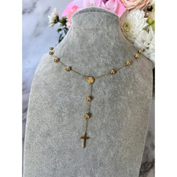 1239 Złoty naszyjnik różaniec KRZYŻ KRZYŻYK STAL