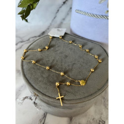 1239 Złoty naszyjnik różaniec KRZYŻ KRZYŻYK STAL