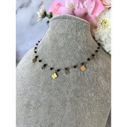 542 Naszyjnik różaniec KORALIKI BLUEBERRY STAL